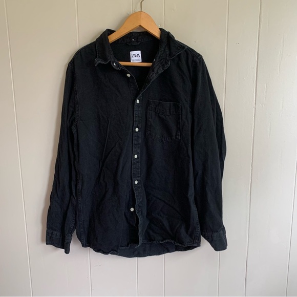 Zara Shirts Zara Mens Black Denim Shirt Poshmark